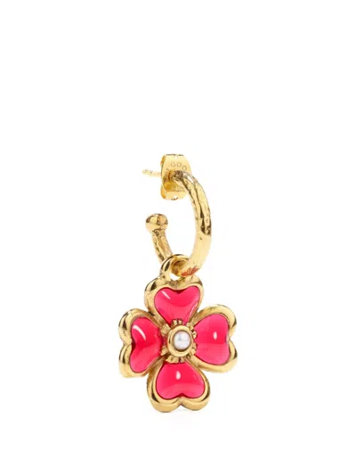 Goossens Talisman Trèfle Mono Hoop Earring In Multi