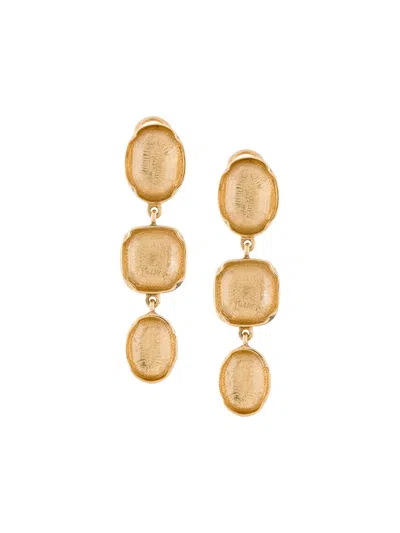Goossens Three Cabochons Clip Earrings In Gold