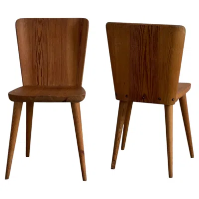 Pre-owned Goran Malmvall Göran Malmvall Model 510 Pine Chairs, Set Of 2, C. 1950 In Brown