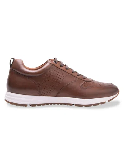 Gordon Rush Men's Connor Leather Perforated Sneakers In Chestnut