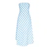 Goreea Women's Asymmetrical Summer Dress With Blue And Wide Stripes