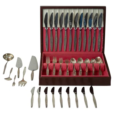 Pre-owned Gorham American Modernist Sterling Silver Flatware Set For 8 Service 77 Pieces In Brown