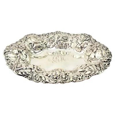 Pre-owned Gorham Antique  Art Nouveau Sterling Silver Bowl With Repouse Floral Decoration In Sand