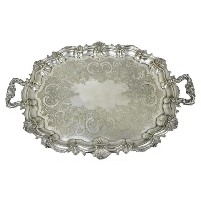 Pre-owned Gorham Antique  English Victorian Silver Plated Scalloped Serving Platter Tray