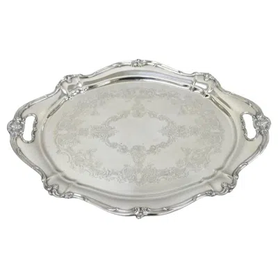 Pre-owned Gorham Antique  Silver Plated Victorian Oval Butlers Serving Platter Bar Tray