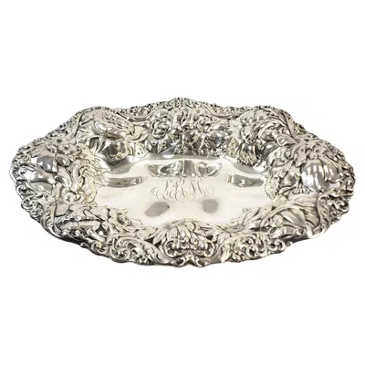 Pre-owned Gorham Antique  Sterling Silver Bowl With Ornate Chased Floral Decoration In Sand