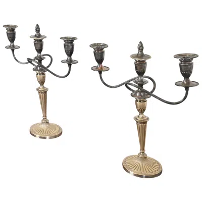Pre-owned Gorham Antique Regency Silver Two-arm Candelabra, Pair In Brown