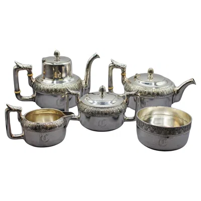 Pre-owned Gorham C. 1870s  Silver Soldered 5-piece Tea & Coffee Service