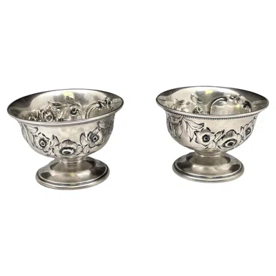 Pre-owned Gorham Coin Silver Pair Of Open Salt Cellars From 1850s