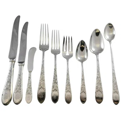 Pre-owned Gorham Colonial Engraved By  Sterling Silver Flatware Set Service Antique 36 Pcs