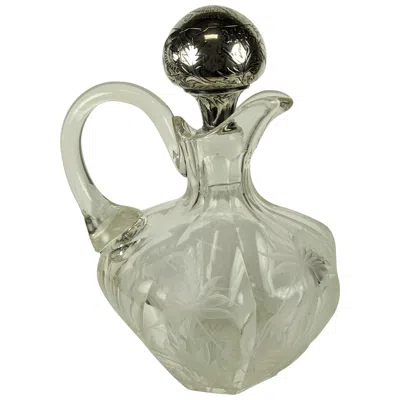Pre-owned Gorham Edwardian  Sterling And Crystal Decanter, Scottish Thistle In Silver