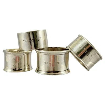 Pre-owned Gorham Estate Sterling Silver Napkin Rings, Mixed Set Of Four In Brown