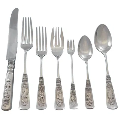 Pre-owned Gorham Fontainebleau By  Sterling Silver Flatware Set For 8 Service, 73 Pieces