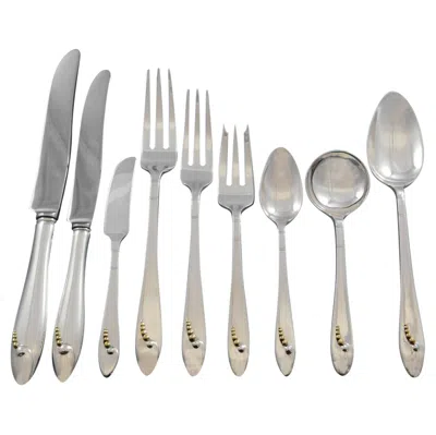 Pre-owned Gorham Golden Caviar By Black Starr &  Sterling Silver Flatware Set Service 99 Pc