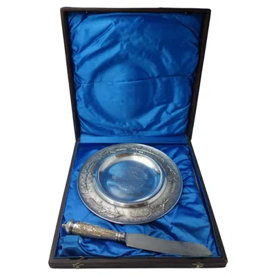 Pre-owned Gorham Judaica By  Sterling Silver Challah Set 2pc Fitted Box #20 Date 1872 #6046 In Blue