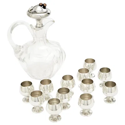 Pre-owned Gorham Mid 20th Century Sterling Silver Barware Service For 12 People In Sand