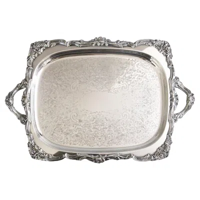 Pre-owned Gorham Mid-20th Century  Silver Plate Footed Rectangular Serving Tray With Handle