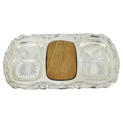 Pre-owned Gorham Newport  Yb157 Silver Plated 3 Section Cheese Cracker Serving Platter Tray