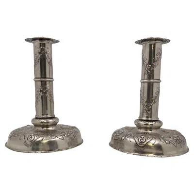 Pre-owned Gorham Pair Of  Sterling Silver Candlesticks With Circus Heads