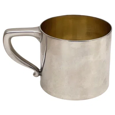 Pre-owned Gorham Sterling Silver Early 20th Century Child's Christening Mug Art Deco Style In Sand