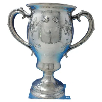 Pre-owned Gorham Sterling Silver Large Vase Hand Hammered W/ Vine Handles & Roses '#6232'