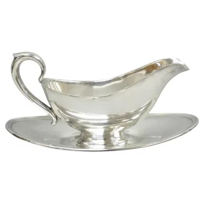 Pre-owned Gorham Vintage  Y430 Victorian Silver Plated Gravy Sauce Boat W / Dish