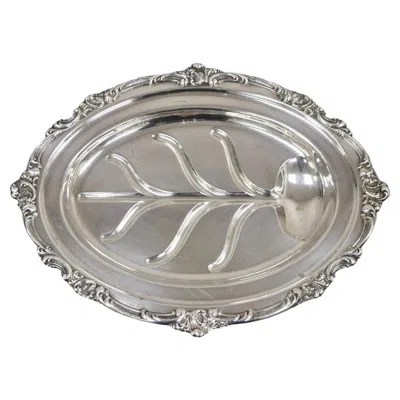 Pre-owned Gorham Vintage  Yc1620 Oval Silver Plated Meat Cutlery Serving Platter Tray
