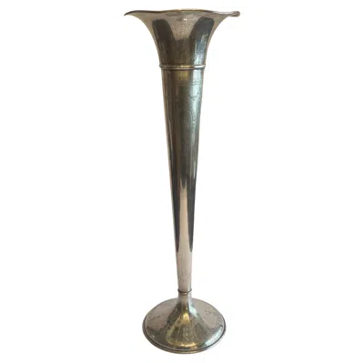 Pre-owned Gorham Wonderful  Sterling Silver Large Etched Impressive Ruffle Trumpet Vase