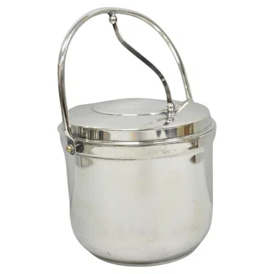 Pre-owned Gorham Yc141 Mid Century Modern Silver Plated Reticulating Hinge Ice Bucket