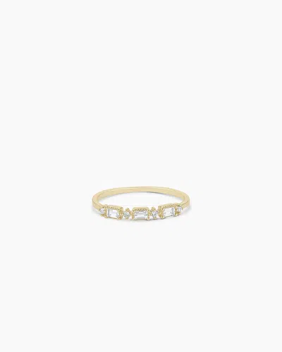 Gorjana 14k Baguette White Topaz And Diamond Ring