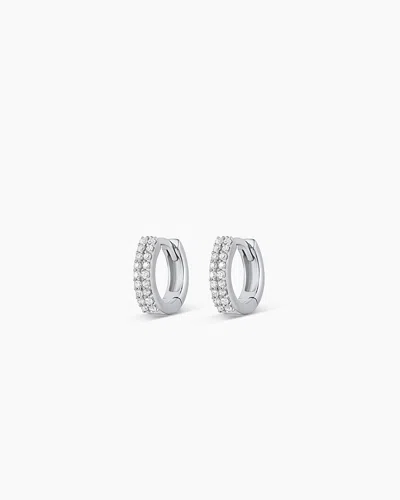 Gorjana 14k Diamond Double Down Huggies In 14k Solid White Gold