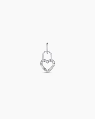 Gorjana 14k Diamond Heart Padlock Charm In 14k Solid White Gold
