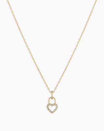 Gorjana 14k Diamond Heart Padlock Charm Necklace