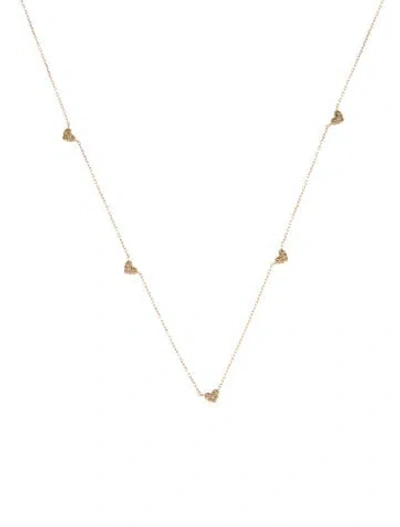 Pre-owned Gorjana 14k Diamond Heart Station Necklace, 17" In Multi