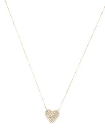 Pre-owned Gorjana 14k Diamond Pavé Heart Necklace, 17" In Multicolor