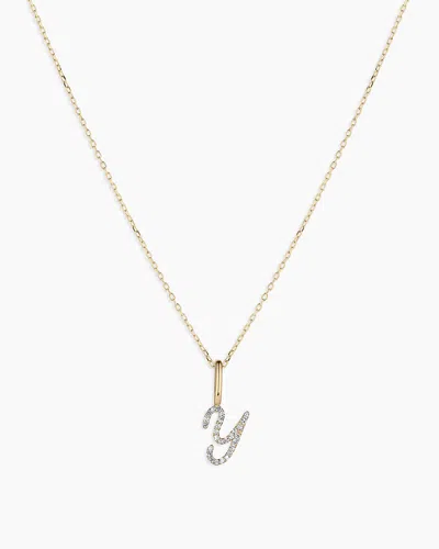 Gorjana 14k Diamond Script Alphabet Charm Necklace In 14k Solid Gold