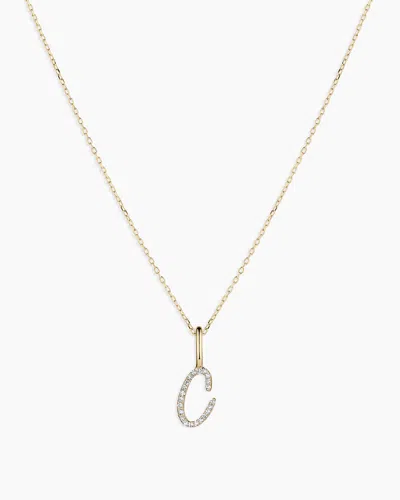Gorjana 14k Diamond Script Alphabet Charm Necklace In 14k Solid Gold