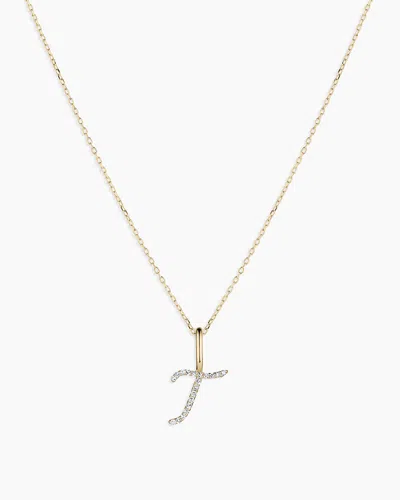 Gorjana 14k Diamond Script Alphabet Charm Necklace In 14k Solid Gold