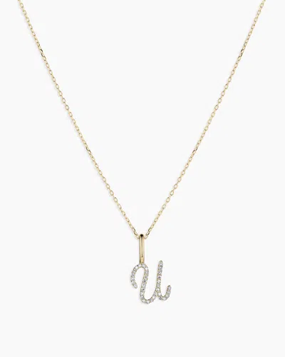 Gorjana 14k Diamond Script Alphabet Charm Necklace In 14k Solid Gold