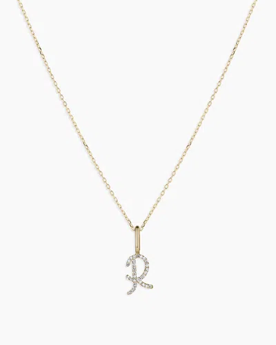 Gorjana 14k Diamond Script Alphabet Charm Necklace In 14k Solid Gold