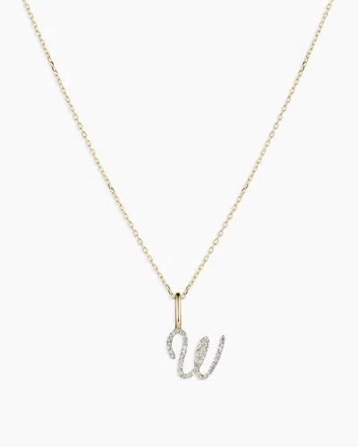 Gorjana 14k Diamond Script Alphabet Charm Necklace In 14k Solid Gold