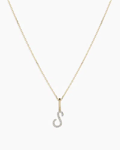 Gorjana 14k Diamond Script Alphabet Charm Necklace In 14k Solid Gold