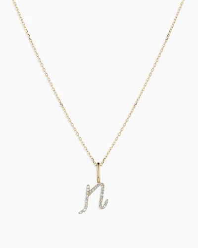 Gorjana 14k Diamond Script Alphabet Charm Necklace In 14k Solid Gold
