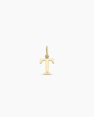 Gorjana 14k Diamond Vintage Alphabet Charm In 14k Solid Gold