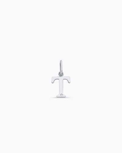 Gorjana 14k Diamond Vintage Alphabet Charm In 14k Solid White Gold