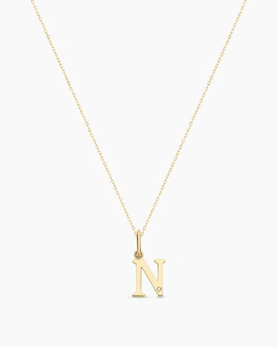Gorjana 14k Diamond Vintage Alphabet Charm Necklace In 14k Solid Gold