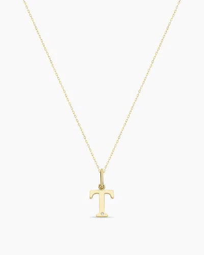 Gorjana 14k Diamond Vintage Alphabet Charm Necklace In 14k Solid Gold