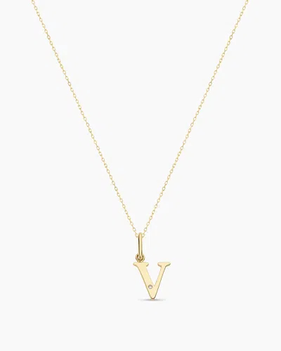 Gorjana 14k Diamond Vintage Alphabet Charm Necklace In 14k Solid Gold