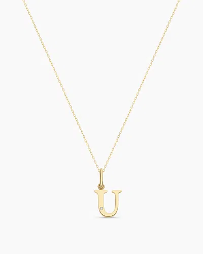 Gorjana 14k Diamond Vintage Alphabet Charm Necklace In 14k Solid Gold