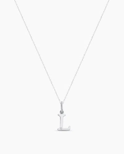 Gorjana 14k Diamond Vintage Alphabet Charm Necklace In 14k Solid White Gold